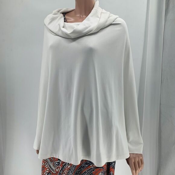 Carilyn Vaile White Cowl Neck Cape Top - Picture 4 of 12